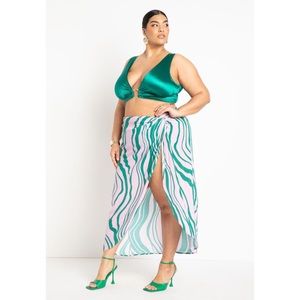 Eloquii Green and Pink Beach Cover-up Skirt